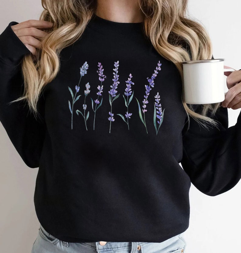 Floral Lavender Print Pattern Women's Sweatshirt