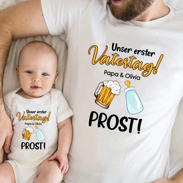 Personalized Unser Erster Vatertag Prost shirt, Gift for Father's Day,Unisex T-Shirt, Longsleeve, Hoodie, Sweatshirt, Custom Shirt