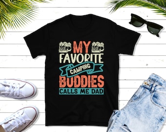 Camiseta "Meus Amigos de Camping Favoritos Me Chamam de Pai", Camiseta de Camping Vintage, Presente para Pai, Camiseta de Camping Vintage, Presente para Homens e Mulheres