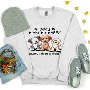 犬は私を幸せにする、人は私の頭を痛めるTシャツ、犬好きへの面白いギフトTシャツ、ペットオーナー服、動物好きTシャツ（ユニセックス）