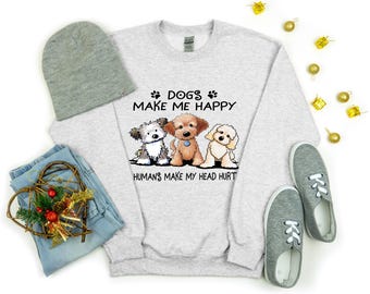 Funny Dog Lover Shirt: 'Dogs Make Me Happy' Graphic Tee