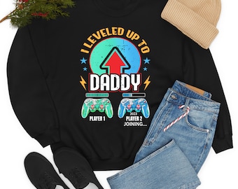 Camiseta "Subí de nivel a papá 2023", regalo para el Día del Padre para el Futuro Papá, regalo para papá, futuro papá, camiseta para papá gamer