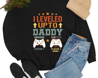 Men Game Video Shirt I Leveled Up To Daddy 2023 Shirt, Soon To Be Dad Fathers Day Gift Shirt