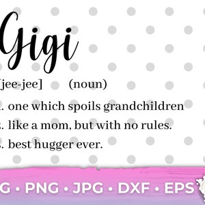 GiGi Nonna Nana MiMi Definizione Nonna Nonna Nana Definisci Cricut Cut File SVG