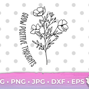 Crescere Pensieri Positivi SVG Self Love SVG Mental Health Awareness SVG Ansia Cricut Cut File Download digitale