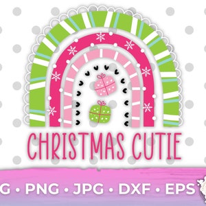 Weihnachten Cutie SVG Weihnachten Regenbogen Boho Design SVG Cute Little Girl Weihnachtsshirt Cricut SVG
