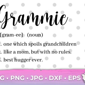 Definizione di Grammie Definizione di MiMi Nonna Nonna Nana Definisci Cricut Cut File SVG