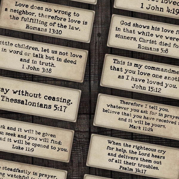 Christian Faith Printable Bible Verses for Junk Journal, Devotional, Scrapbooks, Paper Crafts