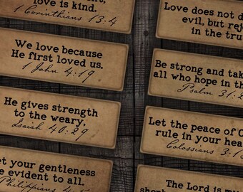 Christian Faith Printable Bible Verses for Junk Journal, Devotional, Scrapbooks, Paper Crafts