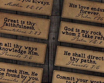 Christian Faith Printable Bible Verses for Junk Journal, Devotional, Scrapbooks, Paper Crafts