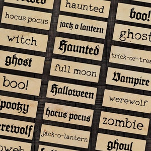 Halloween Printable Words for Junk Journals, Scrapbooks, Mixed Media Paper Crafts, Digital Download
