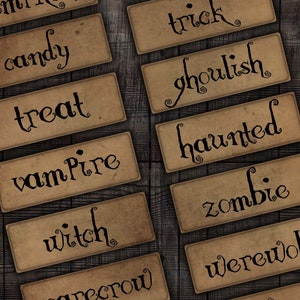Printable Spooky Halloween Words for Junk Journals, Scrapbooks, Mixed Media Paper Crafts