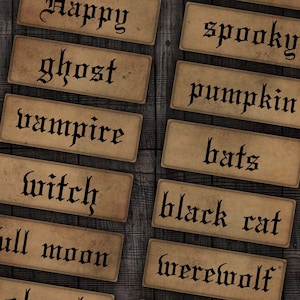Printable Halloween Words for Junk Journals, Scrapbooks, Mixed Media Paper Crafts, Digital Download