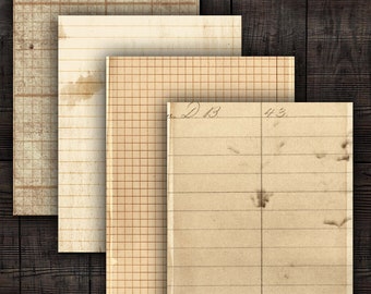 Grunge Lined Grid Notebook Sheets, Printable Papers for Junk Journals, Scrapbooks, Paper Crafts