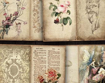 Printable Fairies Junk Journal Kit, Digital Fairy Garden Pages for Journals, Scrapbooks, Paper Crafts
