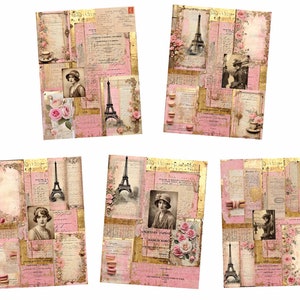 Pink Paris Ephemera: Printable Collage Papers for Junk Journals (Digital Kit)