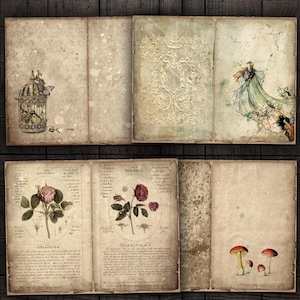 Enchanted Forest Junk Journal Pages, Printable Fairy Tale Kit for Journals, Scrapbooks, Paper Crafts, Digital Download
