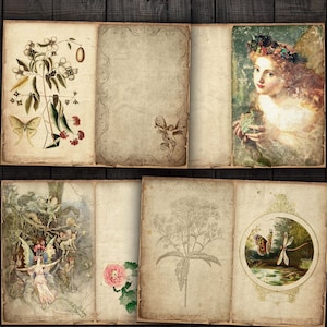 Kit imprimable de carnets de notes de fées, pages numériques de jardin de fées pour des journaux, des albums, des travaux manuels en papier