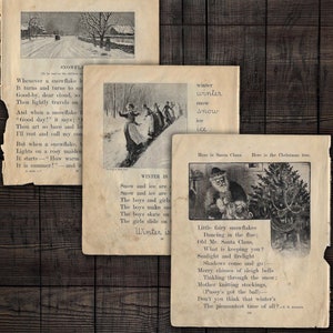 Scansione di libri per bambini di Natale antichi, pagine effimere per diari spazzatura, album di ritagli, lavori di carta, download digitale