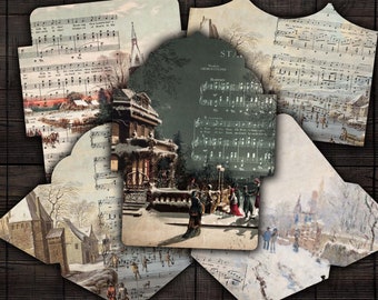 Printable Christmas Envelopes for Junk Journals, Scrapbooks, Paper Crafts, DIY, Digital Download