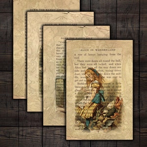 Pages imprimables d'Alice au pays des merveilles pour des journaux indésirables, des albums de coupures, des travaux manuels en papier