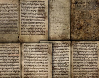 Digital Medieval Junk Journal Pages, Grunge Ephemera for Journals, Scrapbooks, Paper Crafts