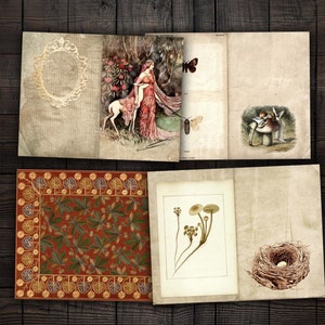 Digital Fairy Tale Autumn Forest Pages, Printable Kit for Junk Journals, Scrapbooks, Paper Crafts, Instant Download