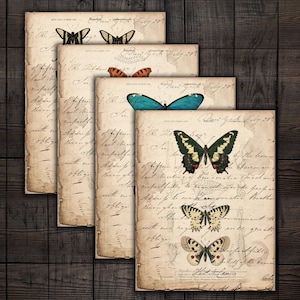 Printable Butterflies Ephemera, Digital Butterfly Pages for Junk Journals, Scrapbooks, Paper Crafts