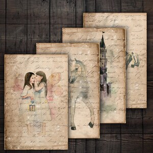 Watercolor Fairy Tale Printable Papers for Junk Journals, Scrapbooks, Paper Crafts