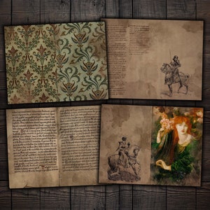 Medieval Fantasy Junk Journal Pages, Printable Middle Ages Ephemera for Journals, Scrapbooks, Paper Crafts