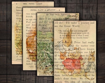 Peter Rabbit Junk Journal Printable Pages, 6x4 Beatrix Potter Digital Paper, Easter Ephemera