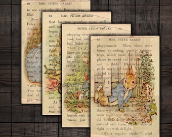 Peter Rabbit Junk Journal Printable Pages, 6x4 Beatrix Potter Digital Paper, Easter Ephemera