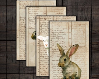 Printable Easter Animals: Vintage Ledger Ephemera (JPEG)