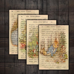 Peter Rabbit Junk Journal Druckbare Seiten, 6x4 Beatrix Potter Digital Papier, Ostern Ephemera