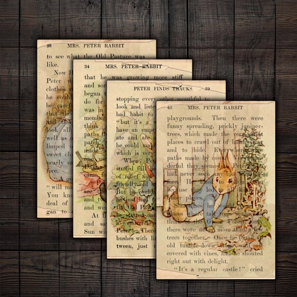 Pages imprimables de Peter Rabbit Junk Journal, papier numérique Beatrix Potter 6 x 4, éphémères de Pâques