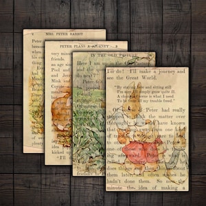 Peter Rabbit Junk Journal Printable Pages, 6x4 Beatrix Potter Digital Paper, Easter Ephemera