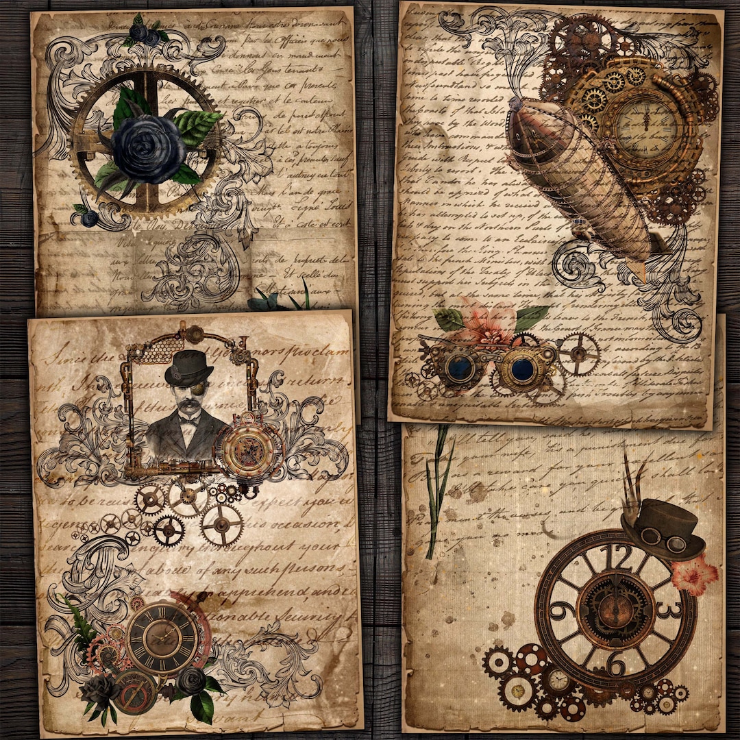 Steampunk Junk Journal Kit, Steampunk Junk Journal, Steampunk Kit, Digital  Download, Junk Journal Supplies 