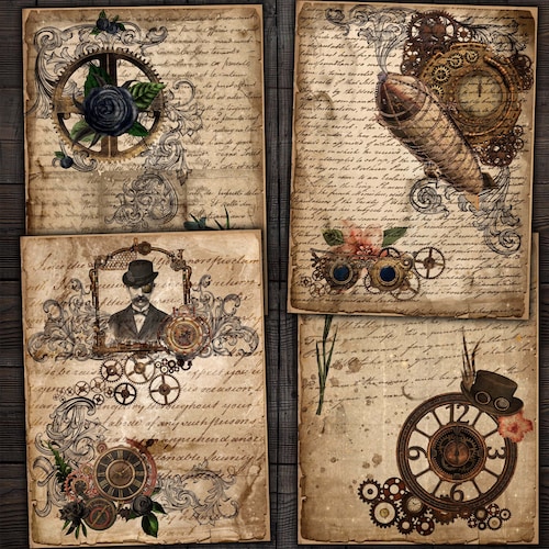 Printable Vintage Steampunk Junk Journal Pages - Etsy