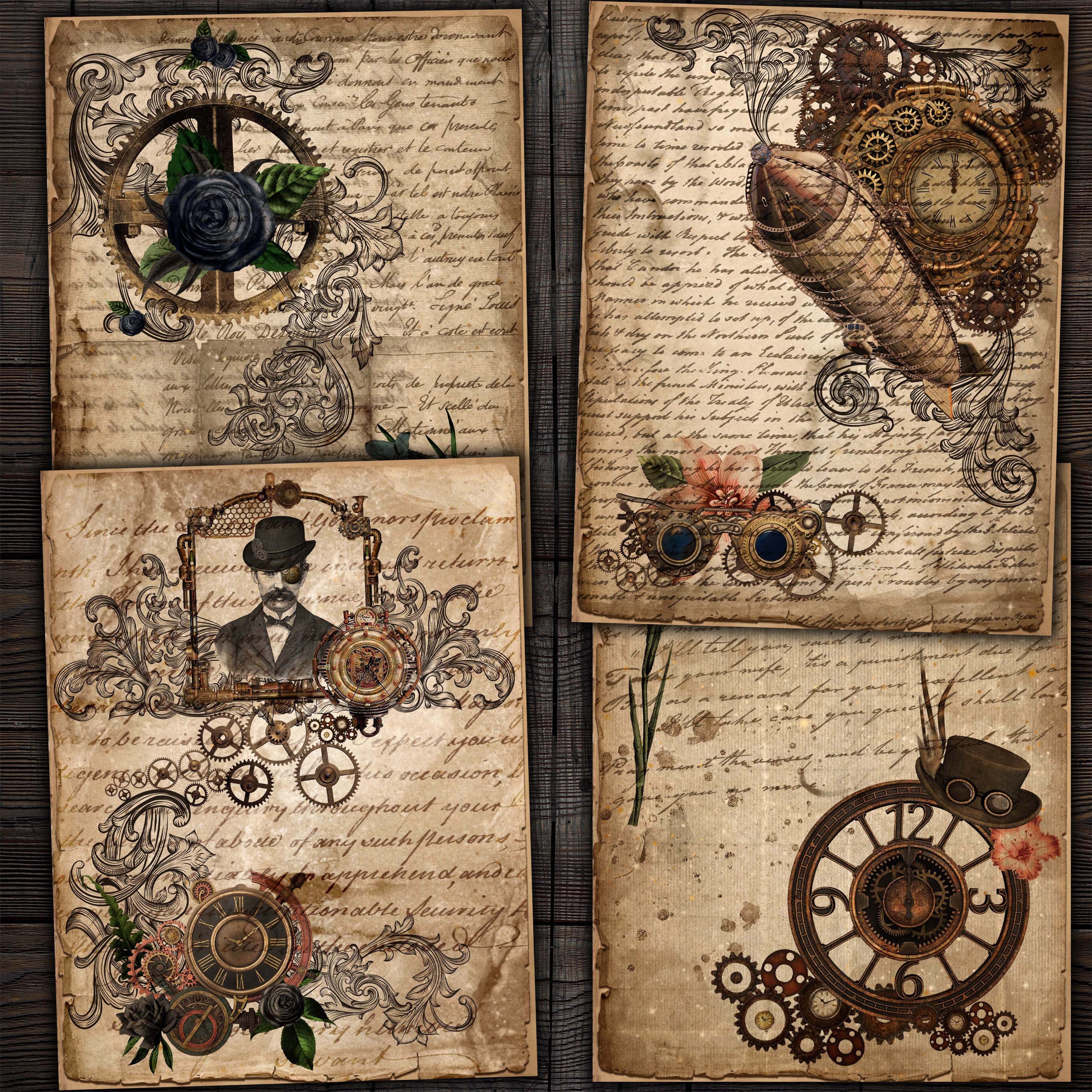 Steampunk and Grunge Junk Journal Ephemera, Papers, Pockets, Tags and  More!: A Paper Junk Journal Kit With Everything You Need to Make a DIY  Steampunk