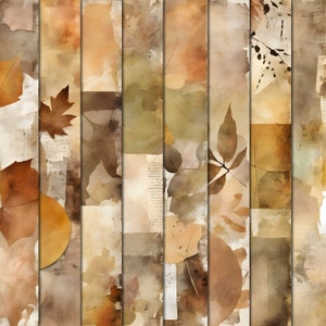 Autumn Collage Mixed Media Printable Background Papers per Scrapbooking, diari spazzatura, artigianato di carta, download digitale 12x12