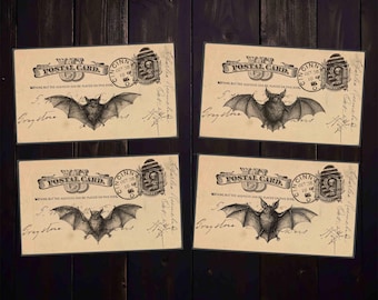 Vleermuizen Halloween-ansichtkaarten om te printen voor junk journals en knutselprojecten (digitale download)