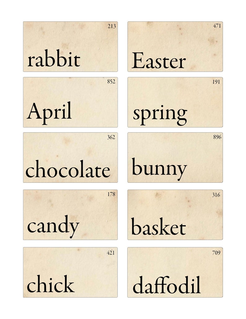 Vintage Easter Printable Flash Cards Sheet for Junk Journals | Etsy