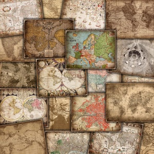 Digitale Karten Bundle druckbare Ephemera, Junk Journal Kit, Grunge Hintergründe für Scrapbooking, Mixed Media Papierhandwerk
