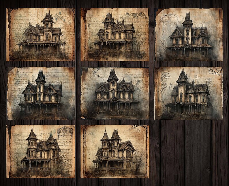 Grunge Haunted Mansion Papers: Halloween Junk Journal Kit (digital ...