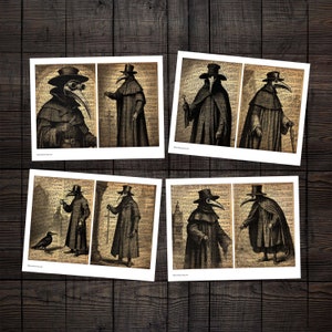 Plague Doctor Printable Pages, 5x7 Digital Papers for Gothic Halloween ...