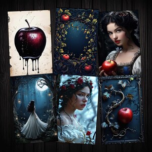 Snow White Half Pages Printable 5x8 Papers, Gothic Dark Fantasy Fairy ...
