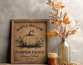 Printable Pumpkin Patch Sign: Rustic Autumn Halloween Decor (Digital Download)