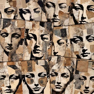 Abstract Collage Faces Printable: Junk Journal Pages (Digital Download)