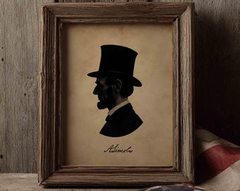 Abraham Lincoln Cameo Portrait Art Print, 4th of July Decor, Digital download, 8x10