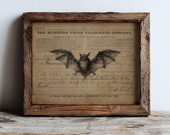 Halloween Bat Ephemera Art Print for Vintage Decor & Crafts (Digital download)